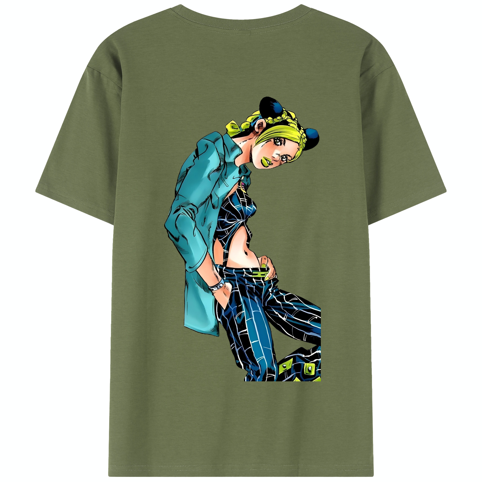 （画像用） "ジョジョの奇妙な冒険 くうじょう ジョリーン JoJo's Bizarre Adventure Jolyne Cujoh " 綿100％半袖Tシャツ（背面プリント）